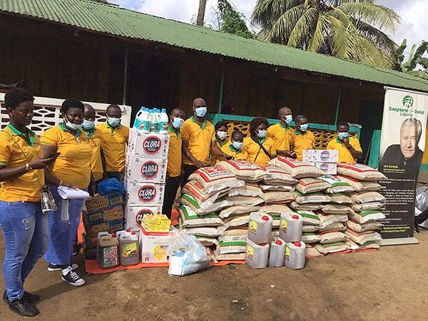 Giving food supplies in Liberia