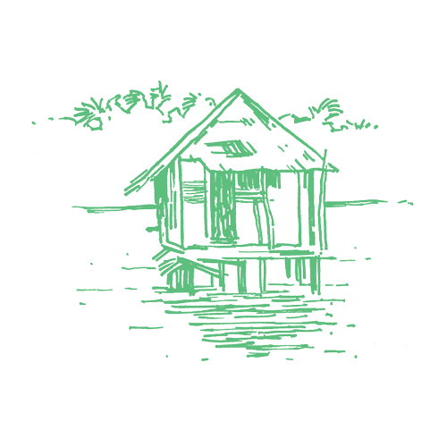 Sketch of a home on stilts