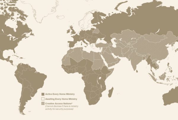 a 2023 world map depicting 165 nations with active ministry